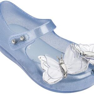 Mini Melissa Girls Glitter Light Blue Butterfly Mary Jane Sandals